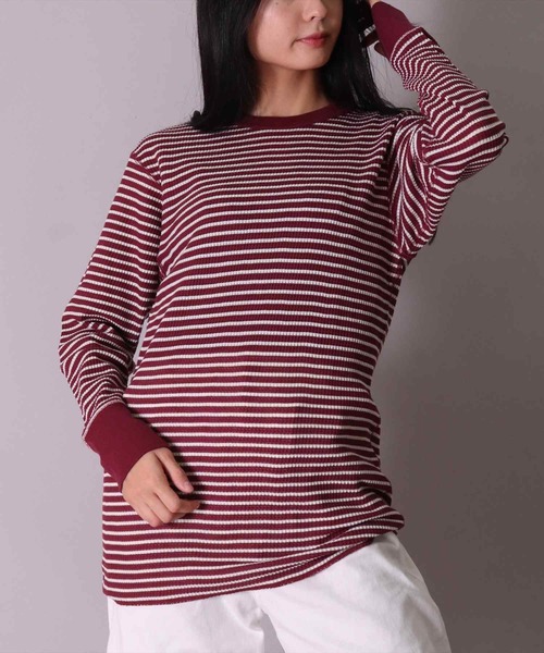 JEMORGAN（ジェーイーモーガン）の「(LK)【JEMORGAN】【パックT】ワッフル ボーダー 長袖 Tシャツ（Tシャツ/カットソー・メンズ・ワイン/ネイビー/杢グレー/グリーン/ナチュラル・X-LARGE/LARGE/MEDIUM）」の18枚目の写真