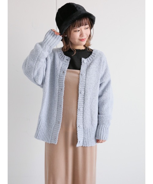 ehka sopo（エヘカソポ）の「前後着ブークレカーディガン（カーディガン/ボレロ・レディース・モカ/キナリ/サックスブルー・ﾌﾘ-）」の3枚目の写真