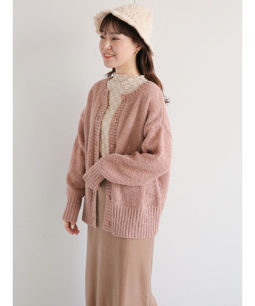 ehka sopo（エヘカソポ）の「前後着ブークレカーディガン（カーディガン/ボレロ・レディース・モカ/キナリ/サックスブルー・ﾌﾘ-）」の2枚目の写真