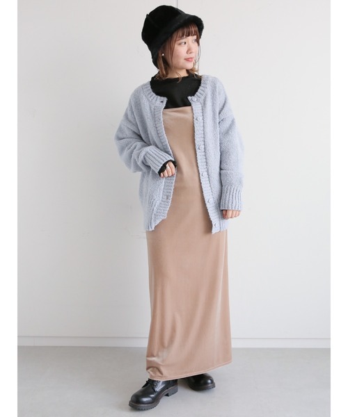 ehka sopo（エヘカソポ）の「前後着ブークレカーディガン（カーディガン/ボレロ・レディース・モカ/キナリ/サックスブルー・ﾌﾘ-）」の7枚目の写真