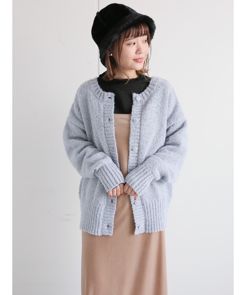 ehka sopo（エヘカソポ）の「前後着ブークレカーディガン（カーディガン/ボレロ・レディース・モカ/キナリ/サックスブルー・ﾌﾘ-）」の10枚目の写真