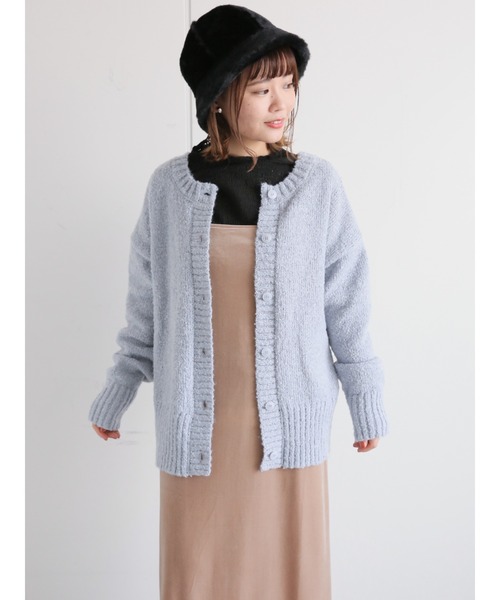 ehka sopo（エヘカソポ）の「前後着ブークレカーディガン（カーディガン/ボレロ・レディース・モカ/キナリ/サックスブルー・ﾌﾘ-）」の11枚目の写真