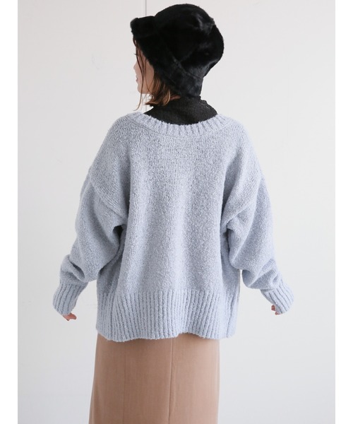 ehka sopo（エヘカソポ）の「前後着ブークレカーディガン（カーディガン/ボレロ・レディース・モカ/キナリ/サックスブルー・ﾌﾘ-）」の12枚目の写真