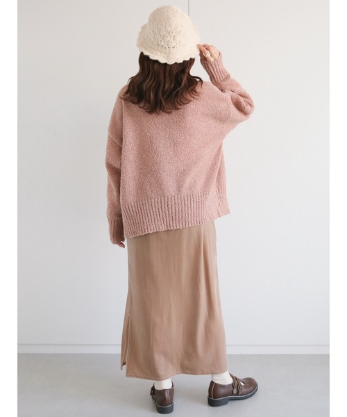 ehka sopo（エヘカソポ）の「前後着ブークレカーディガン（カーディガン/ボレロ・レディース・モカ/キナリ/サックスブルー・ﾌﾘ-）」の13枚目の写真