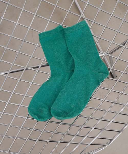 Aunt Marie's（アントマリーズ）の「シンプルラメシアーソックス / カラーソックス（ソックス/靴下・レディース・ブルー/ブラック/ピンク/グリーン/シルバー・FREE）」の3枚目の写真