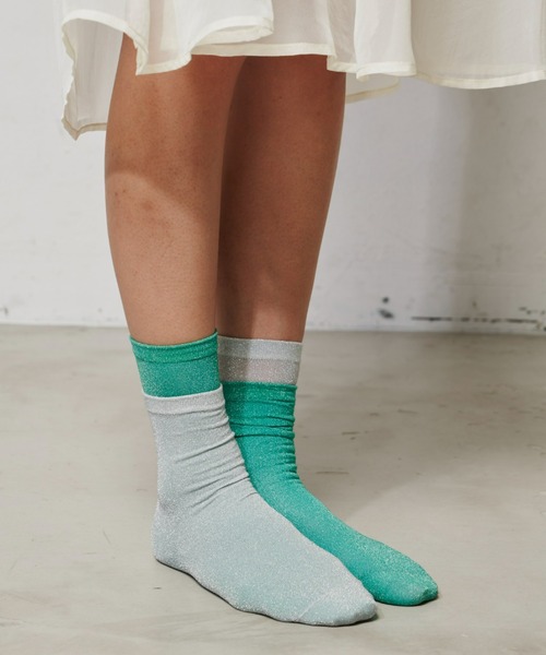 Aunt Marie's（アントマリーズ）の「シンプルラメシアーソックス / カラーソックス（ソックス/靴下・レディース・ブルー/ブラック/ピンク/グリーン/シルバー・FREE）」の13枚目の写真