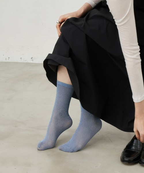 Aunt Marie's（アントマリーズ）の「シンプルラメシアーソックス / カラーソックス（ソックス/靴下・レディース・ブルー/ブラック/ピンク/グリーン/シルバー・FREE）」の7枚目の写真