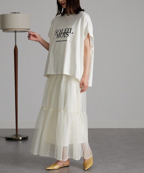 RANAN（ラナン）の「パール調ビジュー付フロッキープリントＴシャツ（Tシャツ/カットソー・レディース・グレー系1/ホワイト系2/ホワイト系1/グレー系2・L/LL/M）」の14枚目の写真