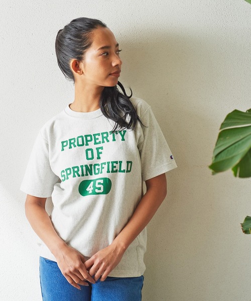 Champion(チャンピオン)の「Champion リバースウィーバー ショートスリーブTシャツ C3-X332(Tシャツ/カットソー・レディース・ホワイト/オートミール/杢グレー・M)」の1枚目の写真