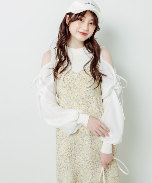 OLIVE des OLIVE(オリーブデオリーブ)の「【WEB限定】袖ドロストボレロワンピース 1031090300(ワンピース・レディース・イエロー/ブラック/アイボリー・FREE)」の4枚目の写真