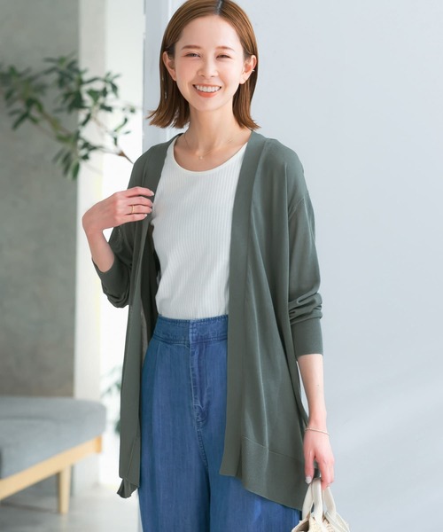 URBAN RESEARCH ROSSO(アーバンリサーチロッソ)の「ドライタッチミドルカーディガン(カーディガン/ボレロ・レディース・グレー系その他/ブラック/カーキ・FREE)」の3枚目の写真