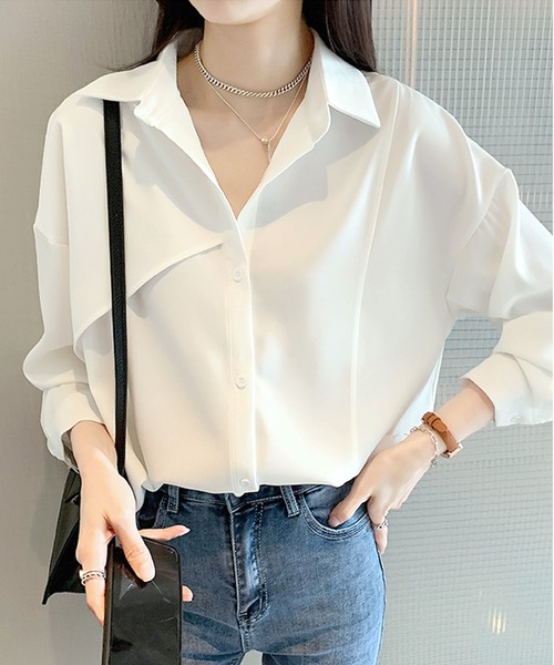 Amulet(アミュレット)の「オーバーサイズシンプルシャツ(シャツ/ブラウス・レディース・ベージュ/ホワイト/ブラウン・XL/L/M)」の11枚目の写真