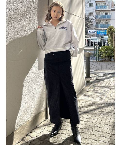 Russell Athletic（ラッセルアスレティック）の「【RUSSELL ATHLETIC×EMODA】ハーフジップショートプルオーバー（Tシャツ/カットソー・レディース・ホワイト/ブラック/グレー・FREE）」の14枚目の写真