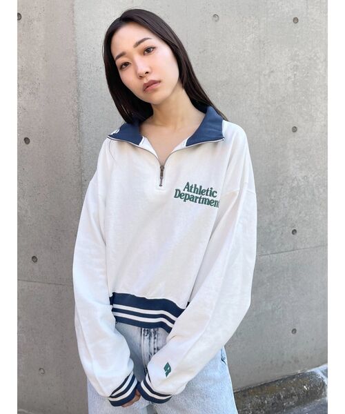 Russell Athletic（ラッセルアスレティック）の「【RUSSELL ATHLETIC×EMODA】ハーフジップショートプルオーバー（Tシャツ/カットソー・レディース・ホワイト/ブラック/グレー・FREE）」の18枚目の写真