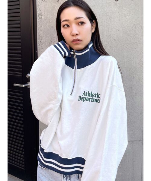 Russell Athletic（ラッセルアスレティック）の「【RUSSELL ATHLETIC×EMODA】ハーフジップショートプルオーバー（Tシャツ/カットソー・レディース・ホワイト/ブラック/グレー・FREE）」の22枚目の写真