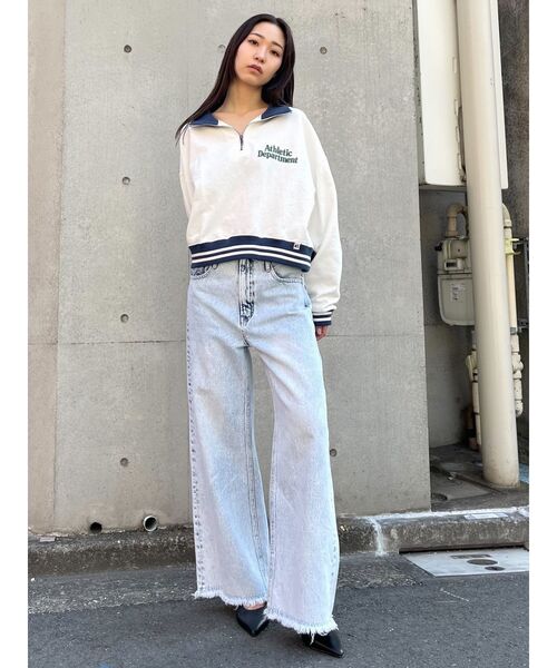 Russell Athletic（ラッセルアスレティック）の「【RUSSELL ATHLETIC×EMODA】ハーフジップショートプルオーバー（Tシャツ/カットソー・レディース・ホワイト/ブラック/グレー・FREE）」の10枚目の写真