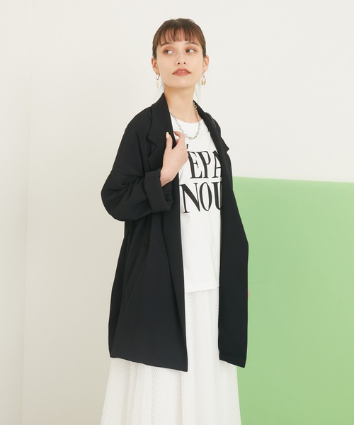 Dignite collier（ディニテコリエ）の「Dignite Collier 釦レスジャケット（テーラードジャケット・レディース・ブラック/ベージュ・FREE）」の19枚目の写真