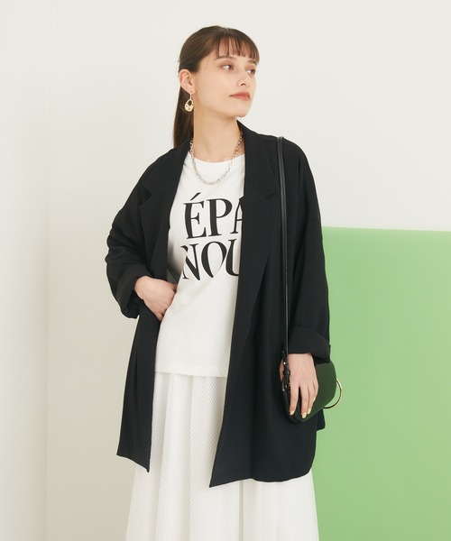 Dignite collier（ディニテコリエ）の「Dignite Collier 釦レスジャケット（テーラードジャケット・レディース・ブラック/ベージュ・FREE）」の10枚目の写真