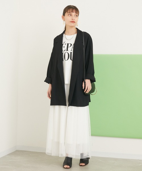 Dignite collier（ディニテコリエ）の「Dignite Collier 釦レスジャケット（テーラードジャケット・レディース・ブラック/ベージュ・FREE）」の9枚目の写真