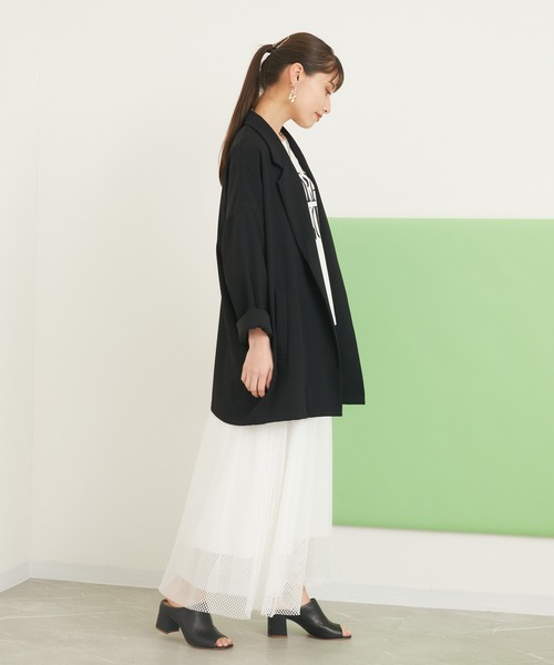 Dignite collier（ディニテコリエ）の「Dignite Collier 釦レスジャケット（テーラードジャケット・レディース・ブラック/ベージュ・FREE）」の6枚目の写真