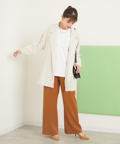 Dignite collier（ディニテコリエ）の「Dignite Collier 釦レスジャケット（テーラードジャケット・レディース・ブラック/ベージュ・FREE）」の4枚目の写真