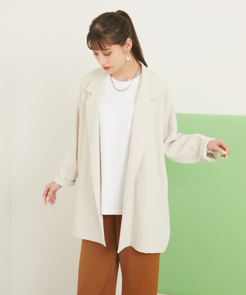 Dignite collier（ディニテコリエ）の「Dignite Collier 釦レスジャケット（テーラードジャケット・レディース・ブラック/ベージュ・FREE）」の16枚目の写真