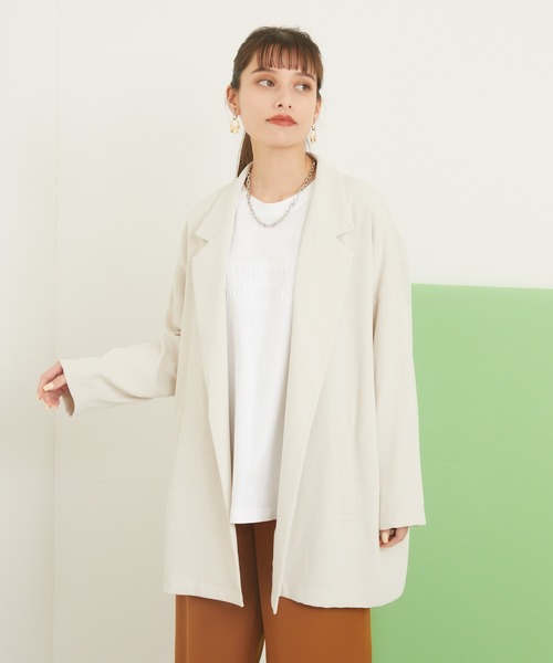 Dignite collier（ディニテコリエ）の「Dignite Collier 釦レスジャケット（テーラードジャケット・レディース・ブラック/ベージュ・FREE）」の21枚目の写真