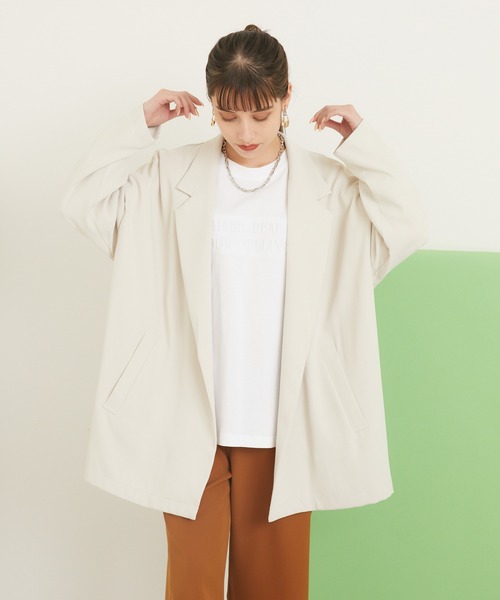 Dignite collier（ディニテコリエ）の「Dignite Collier 釦レスジャケット（テーラードジャケット・レディース・ブラック/ベージュ・FREE）」の12枚目の写真