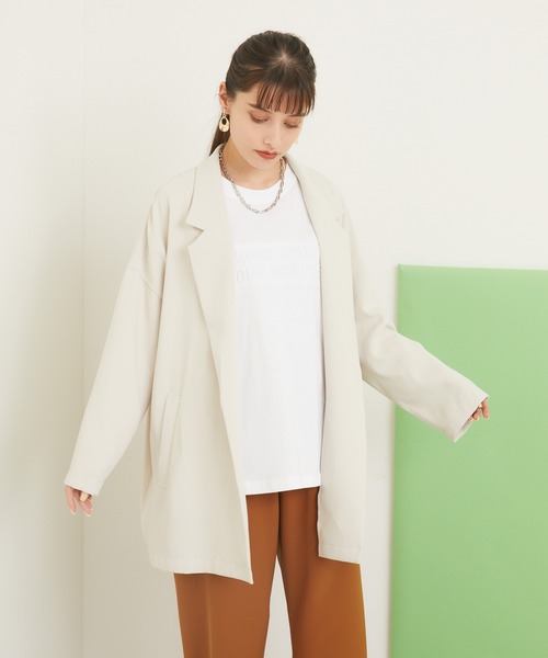 Dignite collier（ディニテコリエ）の「Dignite Collier 釦レスジャケット（テーラードジャケット・レディース・ブラック/ベージュ・FREE）」の8枚目の写真