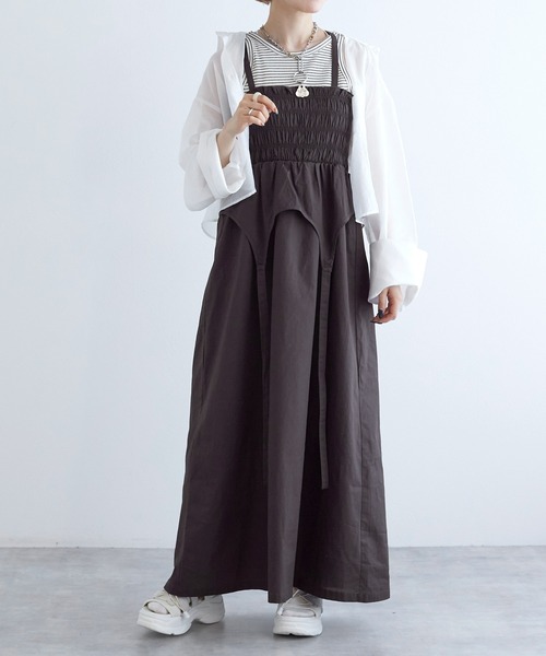 w closet（ダブルクローゼット）の「【マルチウェイ】ガーター風切替ワンピース（ワンピース・レディース・スミクロ/イエロー系/オフホワイト・FREE）」の2枚目の写真