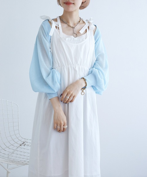 w closet（ダブルクローゼット）の「【マルチウェイ】ガーター風切替ワンピース（ワンピース・レディース・スミクロ/イエロー系/オフホワイト・FREE）」の4枚目の写真