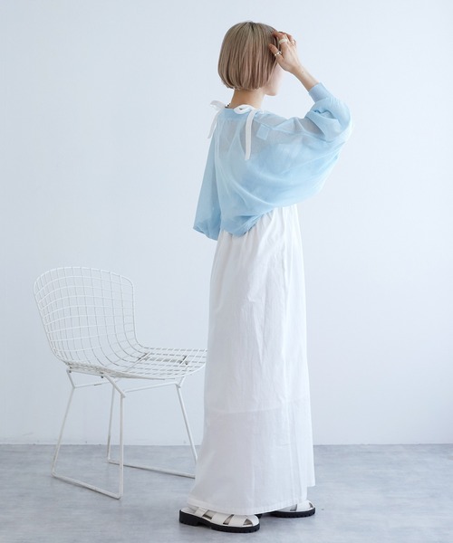 w closet（ダブルクローゼット）の「【マルチウェイ】ガーター風切替ワンピース（ワンピース・レディース・スミクロ/イエロー系/オフホワイト・FREE）」の6枚目の写真