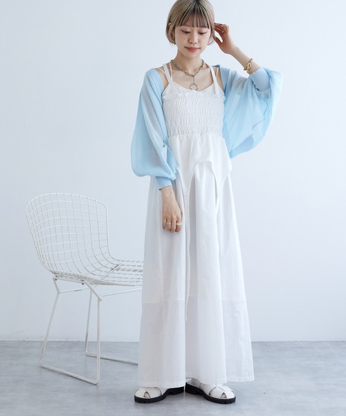 w closet（ダブルクローゼット）の「【マルチウェイ】ガーター風切替ワンピース（ワンピース・レディース・スミクロ/イエロー系/オフホワイト・FREE）」の8枚目の写真