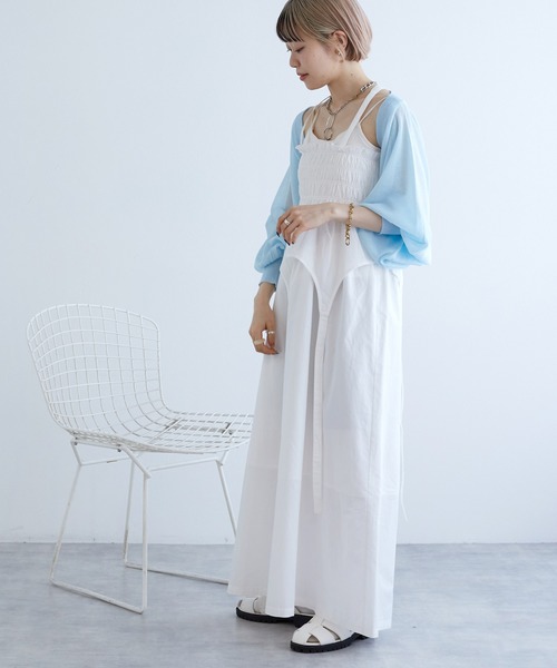 w closet（ダブルクローゼット）の「【マルチウェイ】ガーター風切替ワンピース（ワンピース・レディース・スミクロ/イエロー系/オフホワイト・FREE）」の9枚目の写真