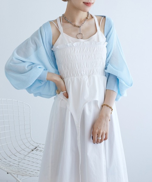 w closet（ダブルクローゼット）の「【マルチウェイ】ガーター風切替ワンピース（ワンピース・レディース・スミクロ/イエロー系/オフホワイト・FREE）」の10枚目の写真