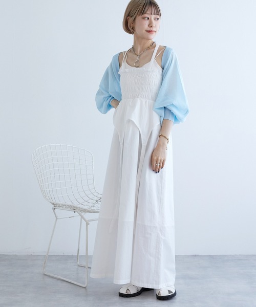 w closet（ダブルクローゼット）の「【マルチウェイ】ガーター風切替ワンピース（ワンピース・レディース・スミクロ/イエロー系/オフホワイト・FREE）」の13枚目の写真