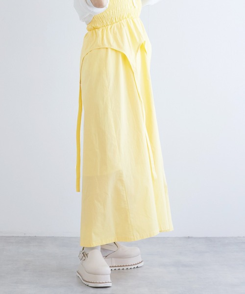 w closet（ダブルクローゼット）の「【マルチウェイ】ガーター風切替ワンピース（ワンピース・レディース・スミクロ/イエロー系/オフホワイト・FREE）」の16枚目の写真