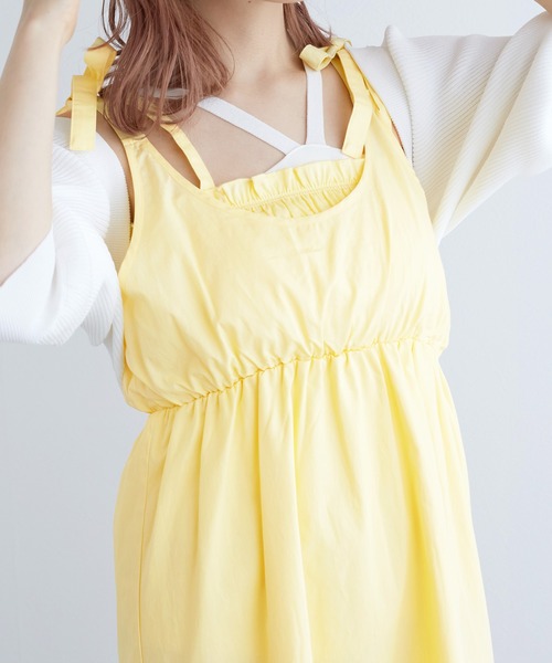 w closet（ダブルクローゼット）の「【マルチウェイ】ガーター風切替ワンピース（ワンピース・レディース・スミクロ/イエロー系/オフホワイト・FREE）」の20枚目の写真