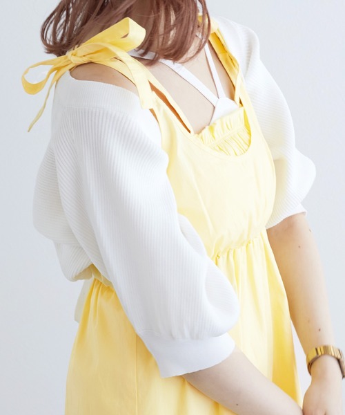 w closet（ダブルクローゼット）の「【マルチウェイ】ガーター風切替ワンピース（ワンピース・レディース・スミクロ/イエロー系/オフホワイト・FREE）」の22枚目の写真