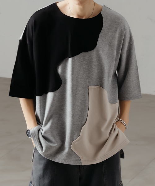 epnok(エプノック)の「ミニ裏毛切り替えルーズTee(Tシャツ/カットソー・メンズ・グレイッシュベージュ/ブラック/グレー・SMALL/MEDIUM/LARGE)」の17枚目の写真