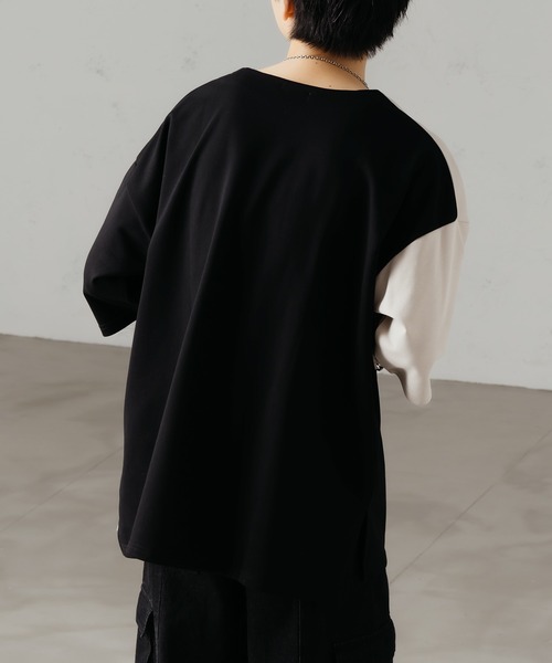 epnok(エプノック)の「ミニ裏毛切り替えルーズTee(Tシャツ/カットソー・メンズ・グレイッシュベージュ/ブラック/グレー・SMALL/MEDIUM/LARGE)」の11枚目の写真