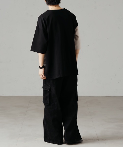 epnok(エプノック)の「ミニ裏毛切り替えルーズTee(Tシャツ/カットソー・メンズ・グレイッシュベージュ/ブラック/グレー・SMALL/MEDIUM/LARGE)」の20枚目の写真