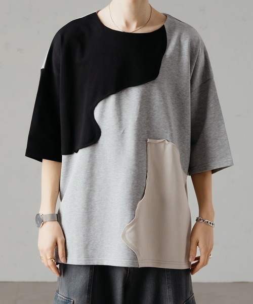 epnok(エプノック)の「ミニ裏毛切り替えルーズTee(Tシャツ/カットソー・メンズ・グレイッシュベージュ/ブラック/グレー・SMALL/MEDIUM/LARGE)」の9枚目の写真