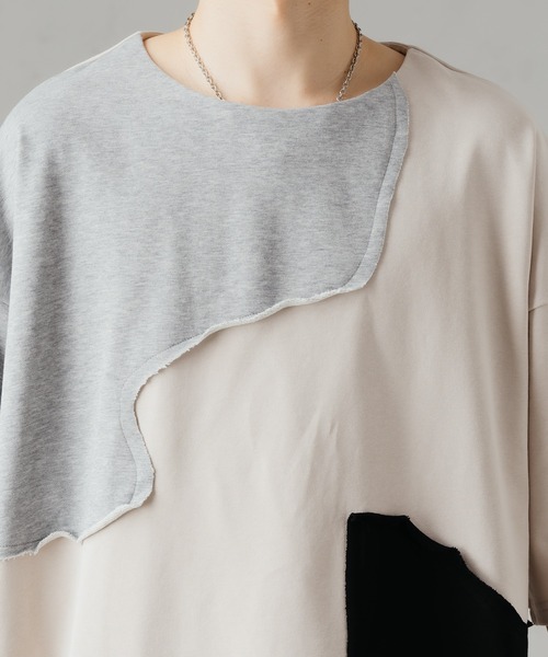 epnok(エプノック)の「ミニ裏毛切り替えルーズTee(Tシャツ/カットソー・メンズ・グレイッシュベージュ/ブラック/グレー・SMALL/MEDIUM/LARGE)」の16枚目の写真