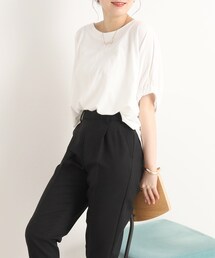 DRESKIP | 【気になる二の腕をカバー】異素材切り替え ドルマンスリーブトップス(Tシャツ/カットソー)