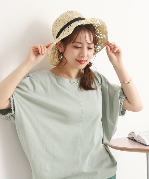 DRESKIP（ドレスキップ）の「◆オンでもオフでも！前後異素材 ドルマンスリーブ トップス（Tシャツ/カットソー・レディース・ピンク系/ブラック/ライトグリーン/ブルー/オフホワイト・00）」の4枚目の写真