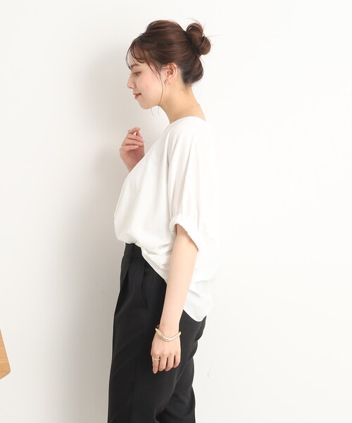 DRESKIP（ドレスキップ）の「◆オンでもオフでも！前後異素材 ドルマンスリーブ トップス（Tシャツ/カットソー・レディース・ピンク系/ブラック/ライトグリーン/ブルー/オフホワイト・00）」の18枚目の写真