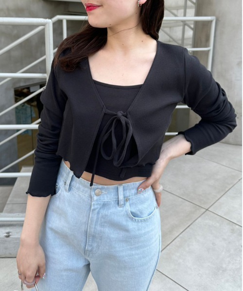 OLIVE des OLIVE（オリーブデオリーブ）の「キャミ×ボレロセット　1031060300（アンサンブル・レディース・ラベンダー/オフホワイト/ブラック・FREE）」の3枚目の写真