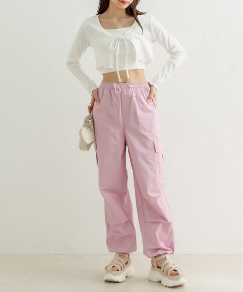 OLIVE des OLIVE（オリーブデオリーブ）の「キャミ×ボレロセット　1031060300（アンサンブル・レディース・ラベンダー/オフホワイト/ブラック・FREE）」の6枚目の写真