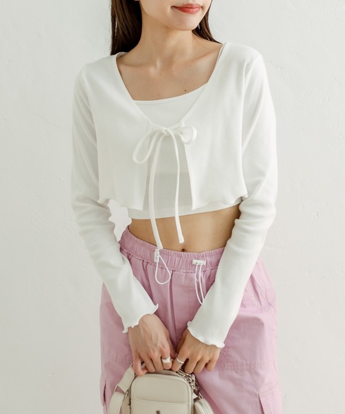 OLIVE des OLIVE（オリーブデオリーブ）の「キャミ×ボレロセット　1031060300（アンサンブル・レディース・ラベンダー/オフホワイト/ブラック・FREE）」の9枚目の写真